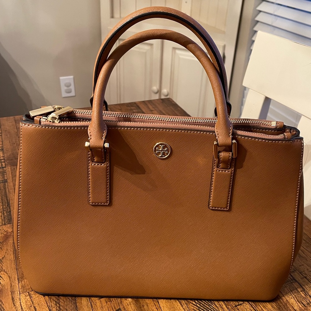 Tory Burch chestnut leather handbag